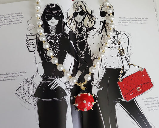 Pearl Lady Bug Necklace