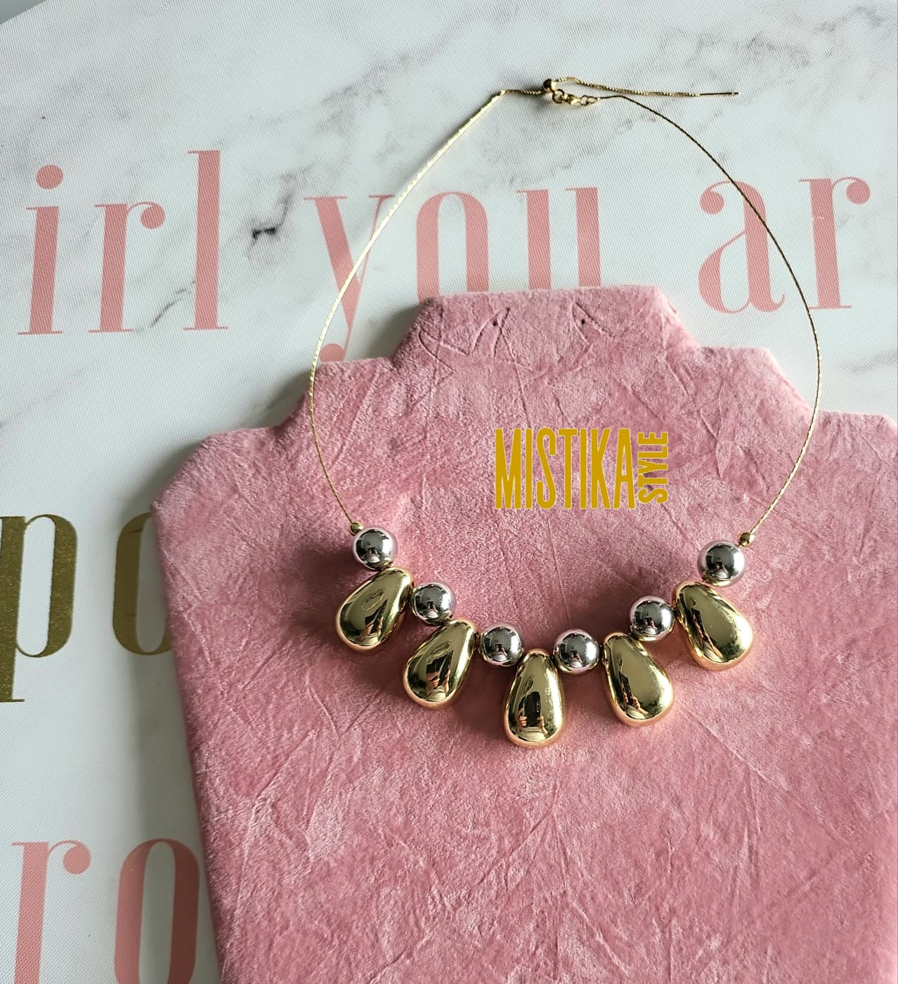 Gold and Silver Teardrop Kecklace